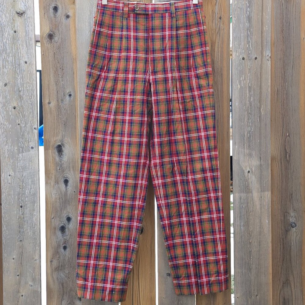 Harry Rosen Plaid Dress Pants Made in Japan 28" x 30" w-73cm - Picture 7 of 8